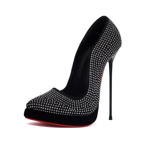 Talons aiguilles noirs à plateforme de 5,5 pouces, bout pointu, talons sexy