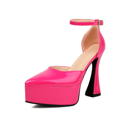 Magenta Spool Heels Platform D'orsay Shoes Sandales à bride à la cheville avec bout fermé