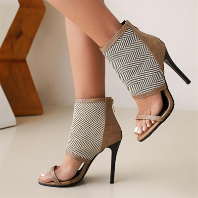 Sandals à Talon Aiguille Sandale Motif En Creux Avec Zip Chaussures Pour Femmes