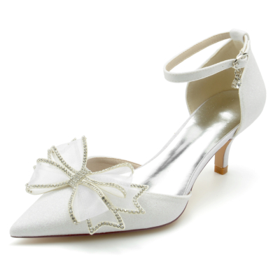 Escarpins à paillettes blanches D'orsay Kitten Heels Chaussures à paillettes pour mariage