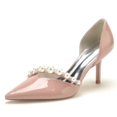 Pink Pearl Cross Strap Slip On D'orsay Pumps Chaussures habillées pour les sorties
