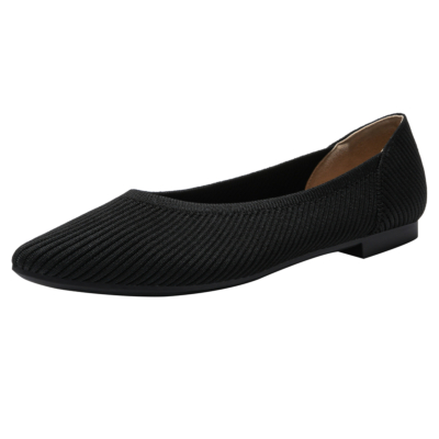 Chaussures plates Vamp matelassées noires à enfiler confortables pour femmes