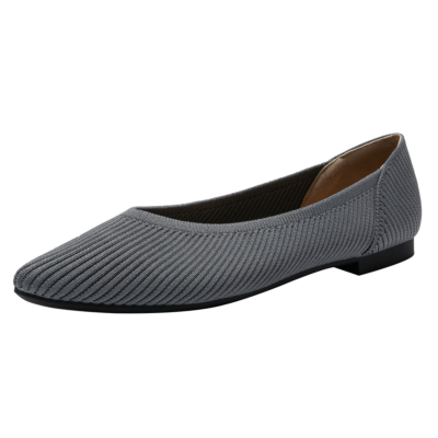 Chaussures plates grises matelassées V Vamp à enfiler confortables pour femmes