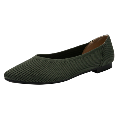 Chaussures plates Vamp matelassées vert olive Slip confortable sur les chaussures plates pour femmes