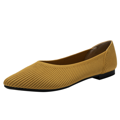 Chaussures plates Vamp matelassées jaunes à enfiler confortables pour femmes