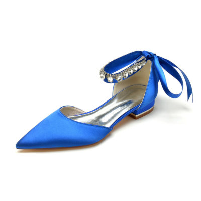Chaussures plates Satim D'orsay à bride cheville avec strass bleu royal