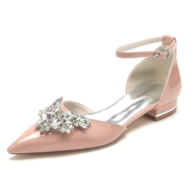 Strass roses D'orsay Flats Anke Strap Robes confortables Escarpins Chaussures