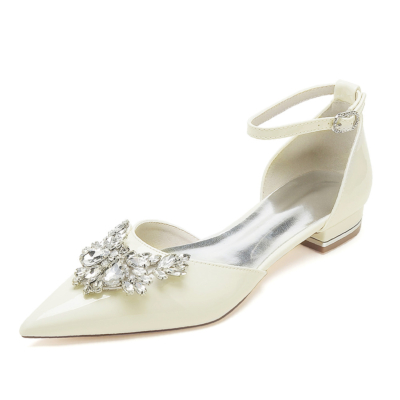 Strass beiges Appartements D'orsay Anke Strap Robes confortables Escarpins Chaussures