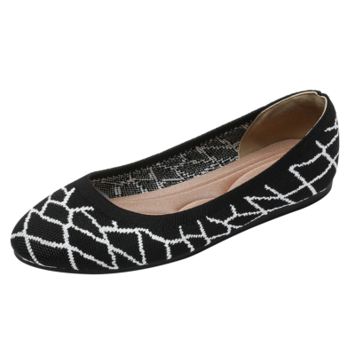 Chaussures plates noires matelassées à bout rond imprimé léopard confortables chaussures plates pour femmes