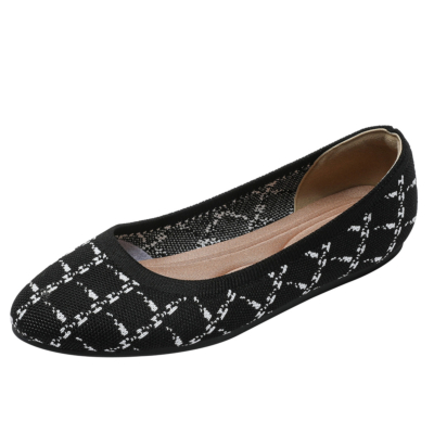 Chaussures plates à imprimé léopard à bout rond et à rayures noires Chaussures plates confortables pour femmes