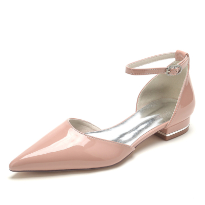 Pink Solid Ankle Strap D'orsay Flats Minimalism Robes Pumps Flats Shoes