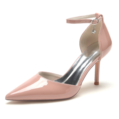 Escarpins D'orsay solides roses à talons aiguilles chaussures de bureau à bout pointu pour le travail