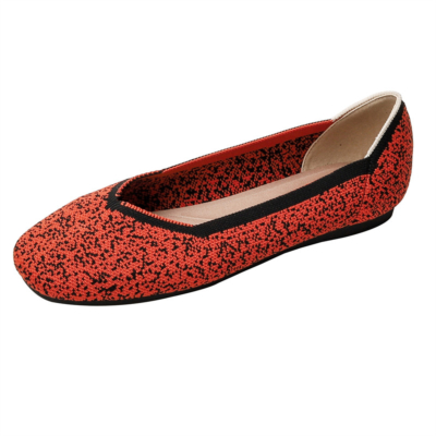 Chaussures plates rouges à bout carré pour femmes