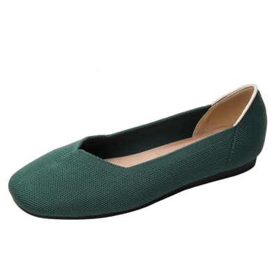 Chaussures plates à bout carré vert olive Chaussures plates de travail confortables pour femmes